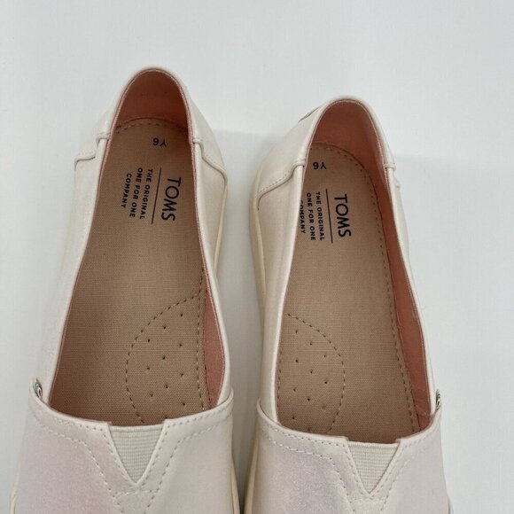 Toms Classic Youth Size 6 White Iridescent Woven Slip On Shoes NEW WITHOUT TAGS - Picture 7 of 8